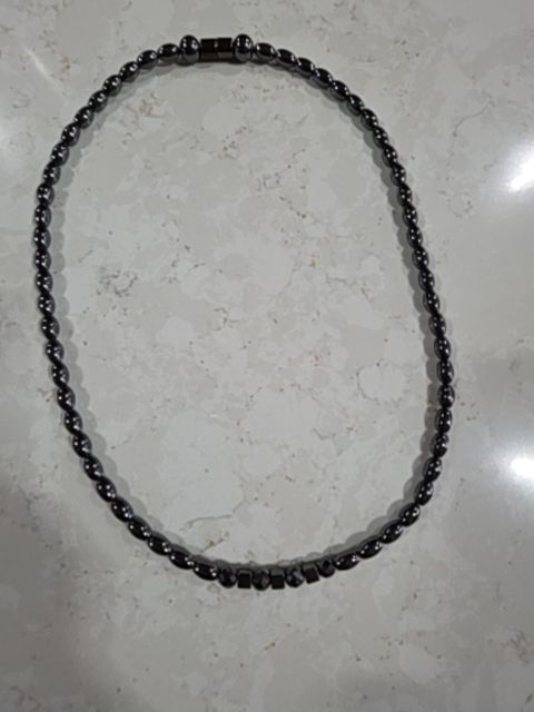magnetic round beads necklace gunmetal grey