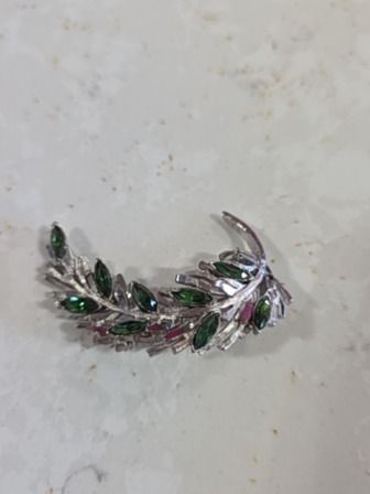 SILVER-TONE BTQ LEAF BROOCH