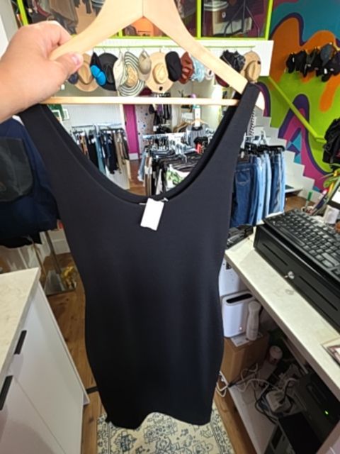 SHEER SLEEVELESS BLACK DRESS STRETCHY