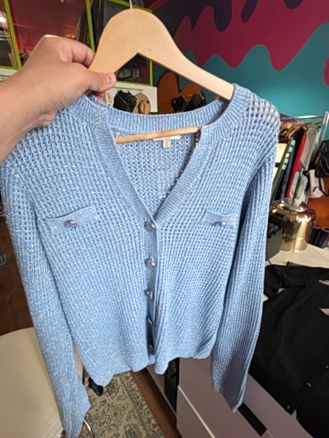 LAURA CARDIGAN GLITTERY LIGHT BLUE