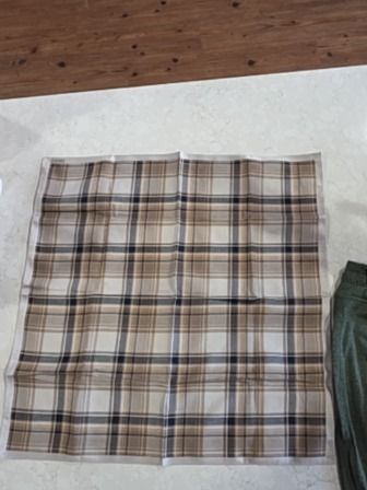 BEIGE PLAID DKNY HANDKERCHIEF
