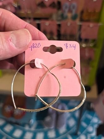 SILVER STELLA & DOT HEART-SHAPED HOOP EARRINGS