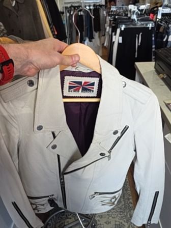 WHITE BLUES HEROES LEATHER JACKET