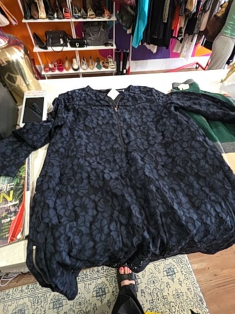 MAJE LACEY DRESS NAVY LONG SLEEVE