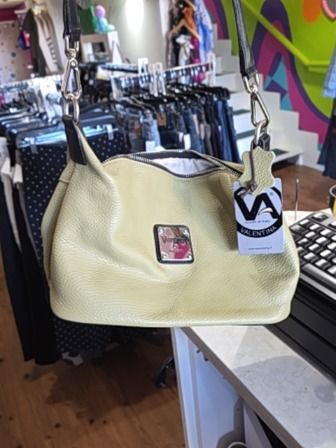 SAGE PEBBLED LEATHER VALENTINA  SHOULDER BAG