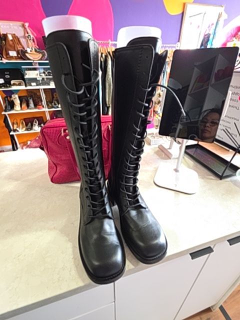 MAGUIRE LEATHER TALL BOOTS, BLACK
