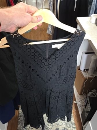 BLACK LOFT EYELET LACE FLARE DRESS