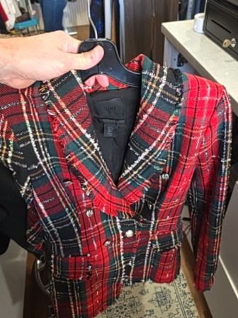 RED PLAID MAISON CINQUECENT BLAZER