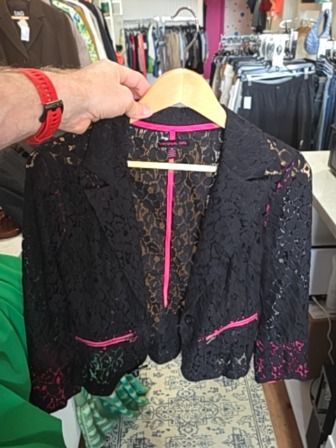 BLACK MATERIAL GIRL LACE BLAZER