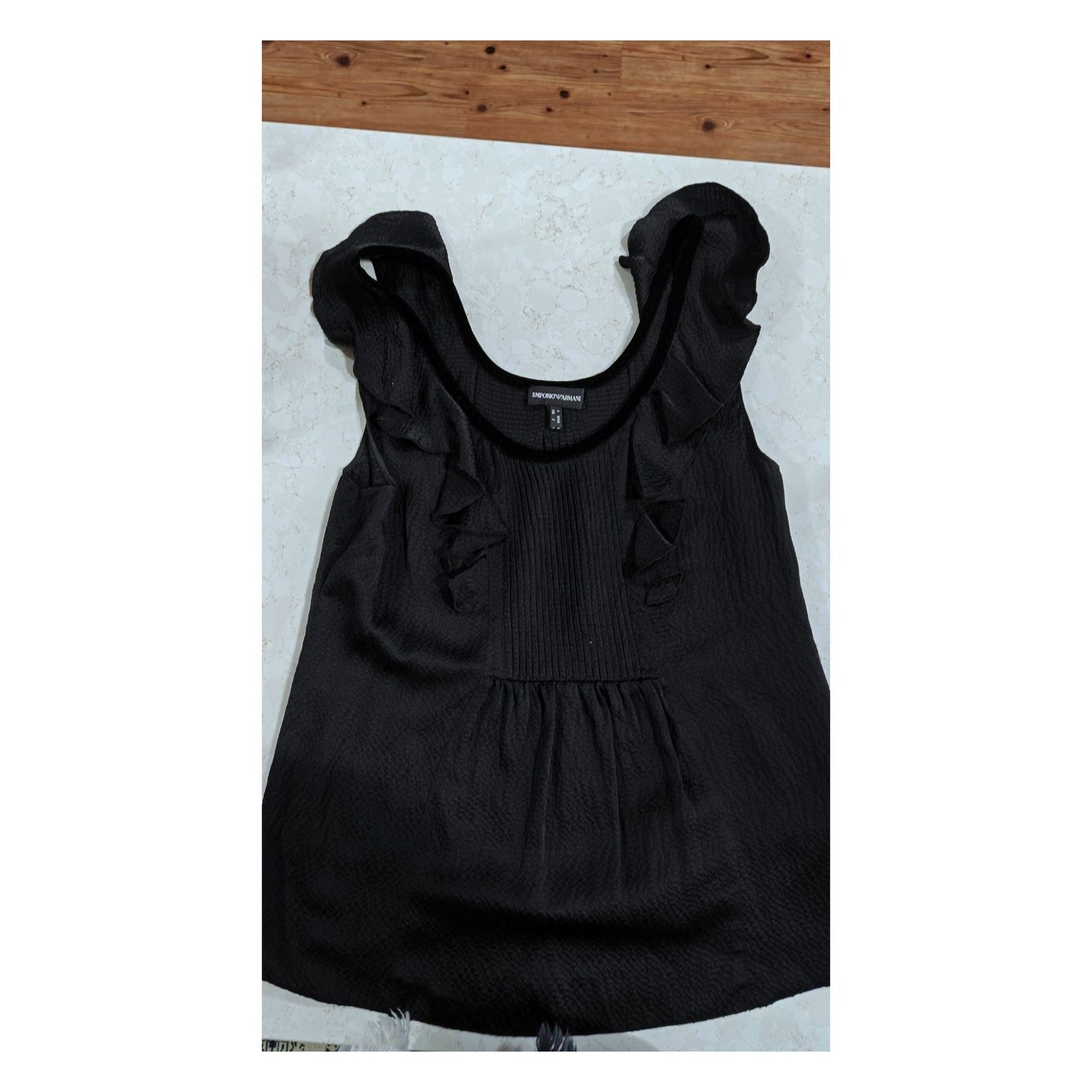 Black EMPORIO ARMANI Ruffle Tank