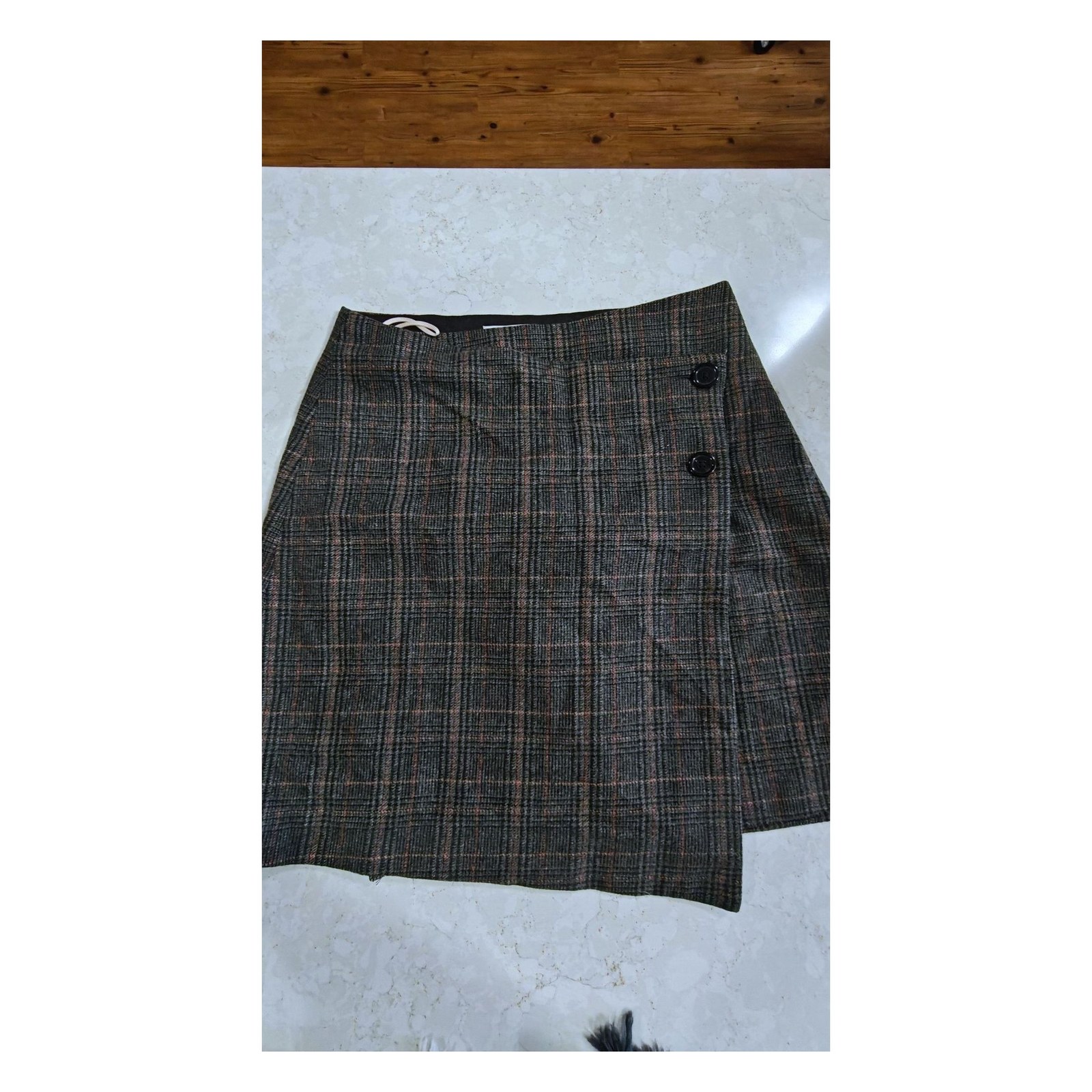 Grey / Brown WILFRED Plaid Asymmetrical Skirt